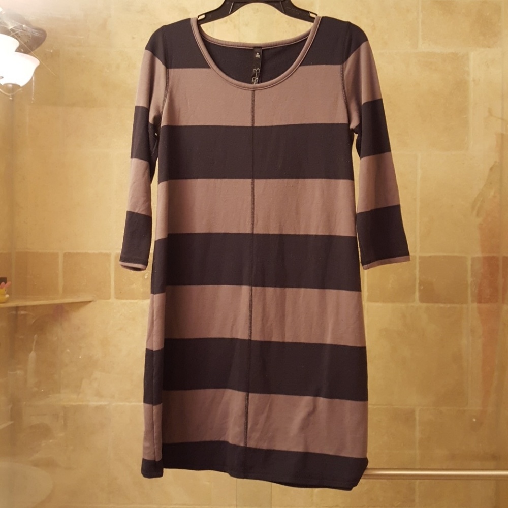 Jessica Simpson Med Black and Gray Striped Dress
