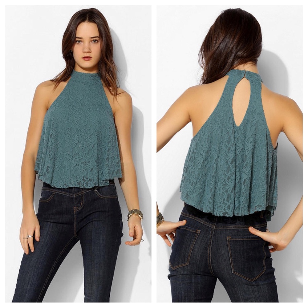 Lace high neck top