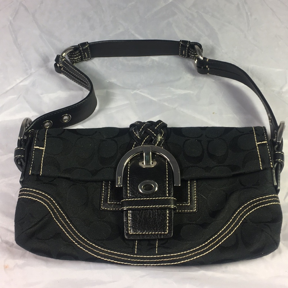 Coach black signature jacquard braided purse bag