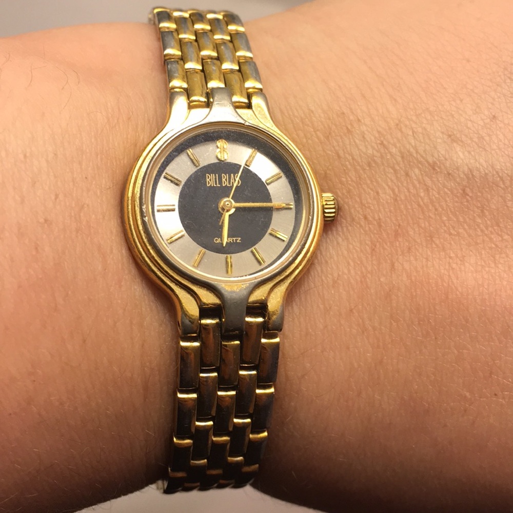 Bill Blass Gold Tone Watch with Silver Accents