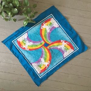 VINTAGE unicorn rainbow power cotton scarf