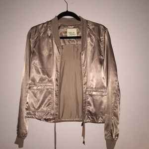 Women’s blush metallic bomber jacket