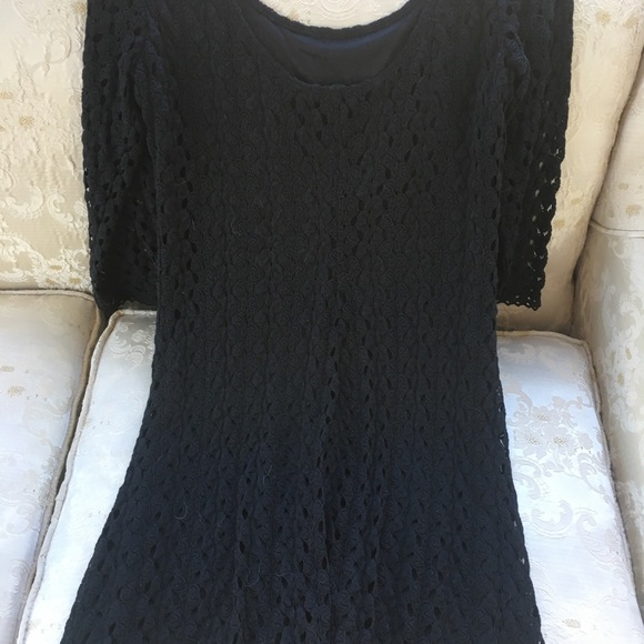 Black crochet above knee dress - Picture 3 of 5