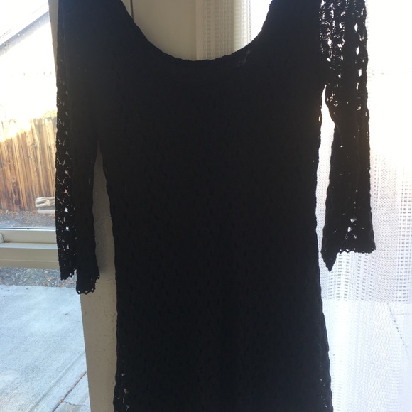 Black crochet above knee dress - Picture 2 of 5