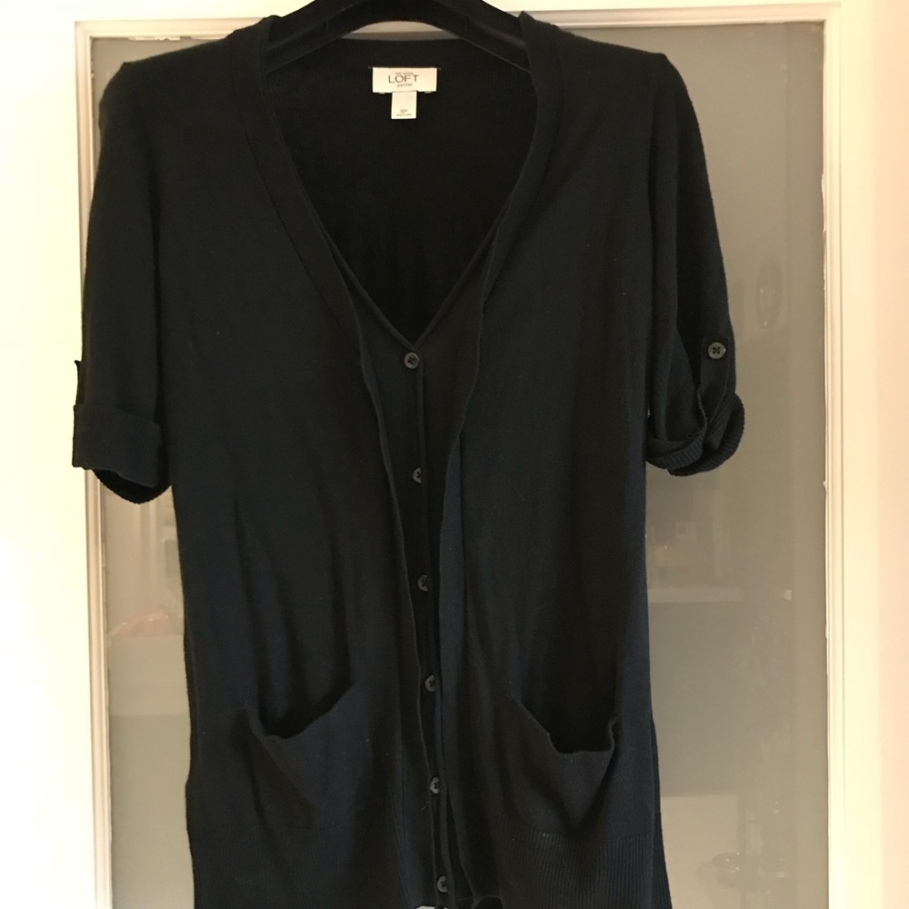 LOFT Short Sleeve Button Down Sweater
