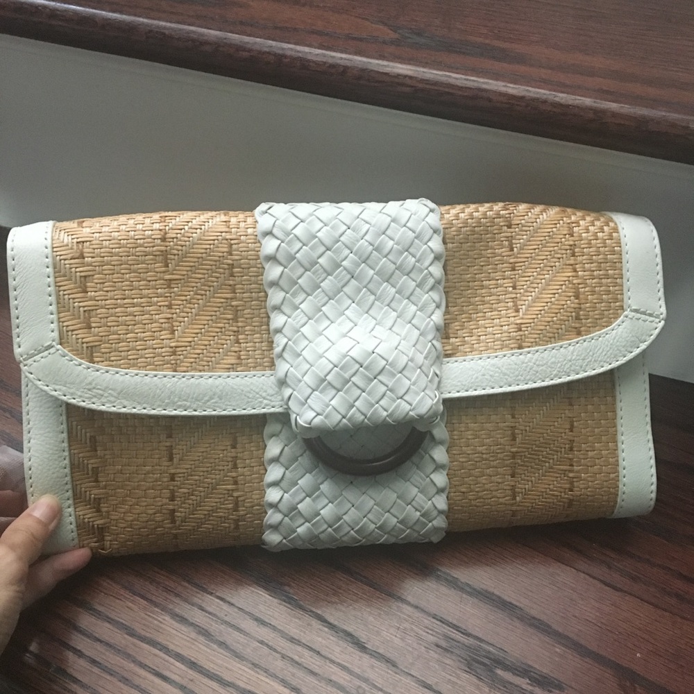 Cole Haan White straw Clutch