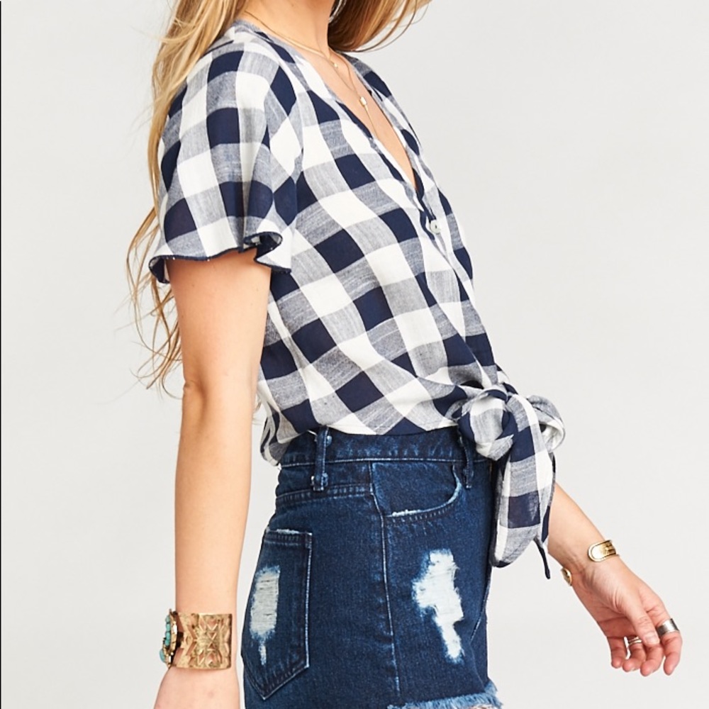 Show me your Mumu cropped tie up shirt