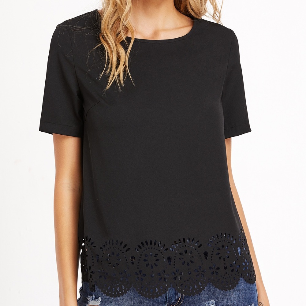 Scalloped edge blouse