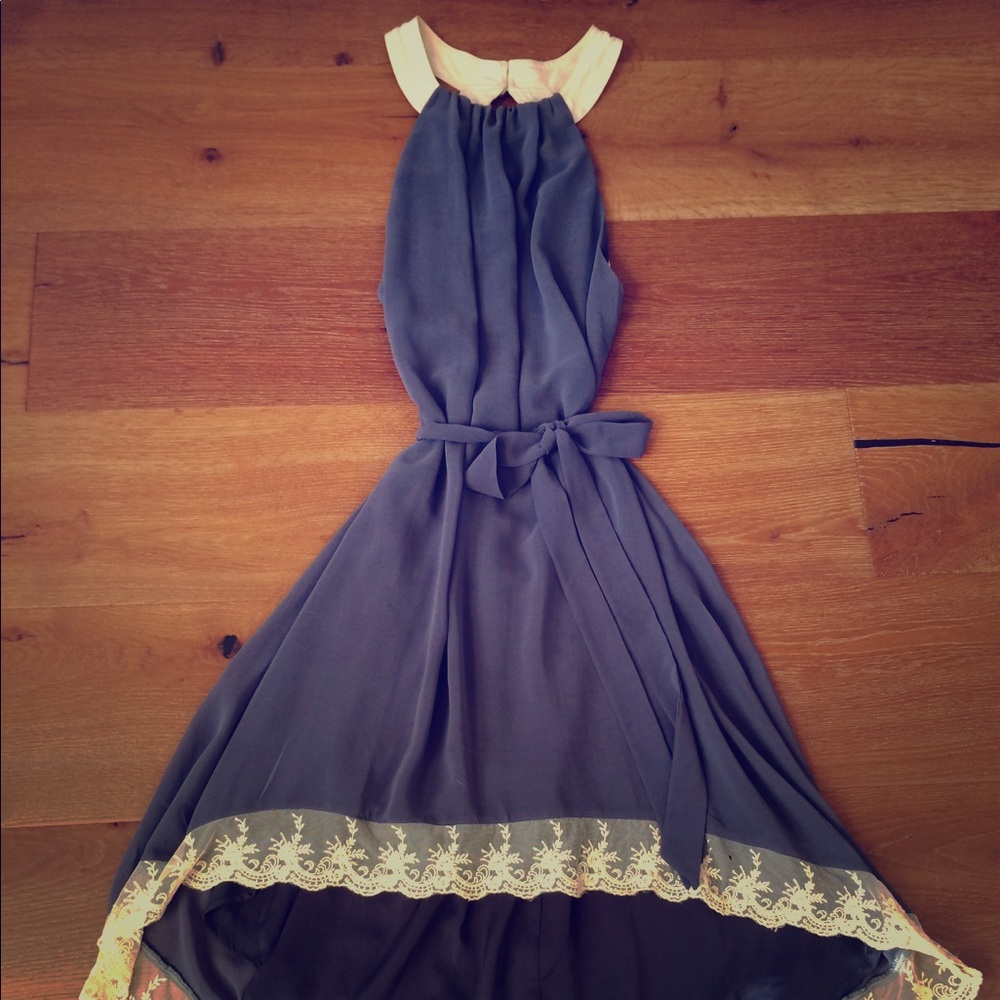 Vintage-inspired, backless, a-line dress with lace