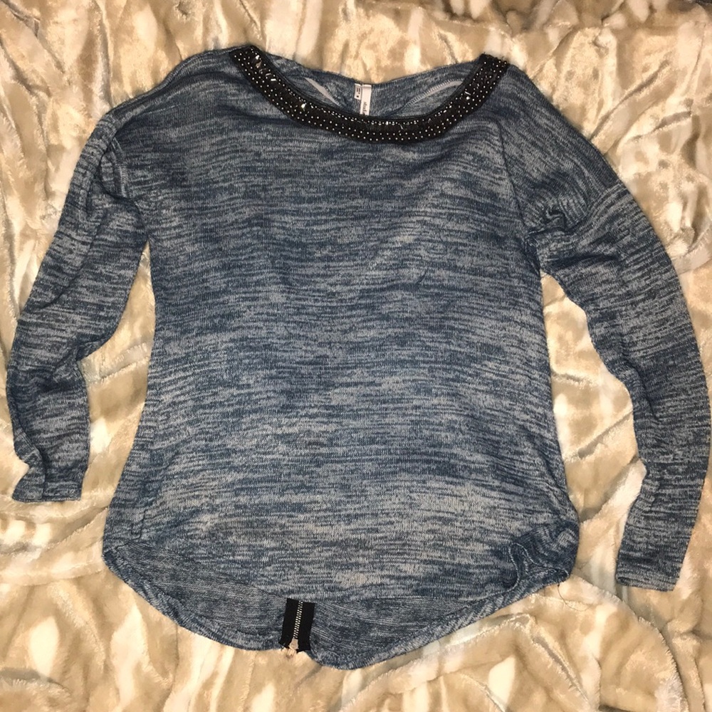 Beaded blue sweater