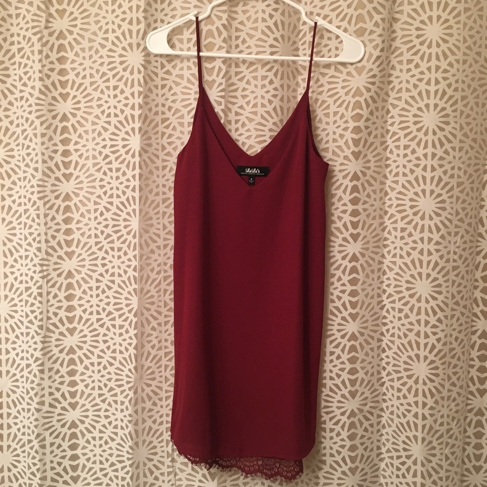 Red slip dress