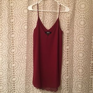 Red slip dress