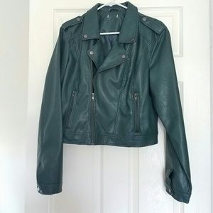 Dark turquoise green faux leather jacket