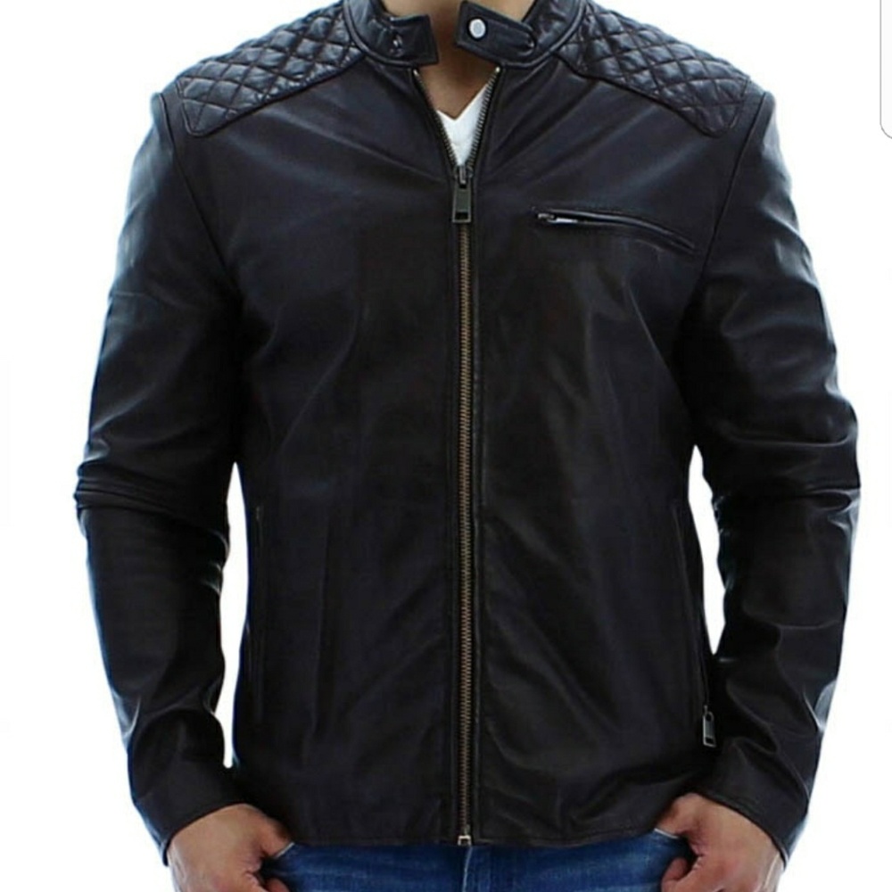 Andrew Marc Mens Leather Bomber Jacket