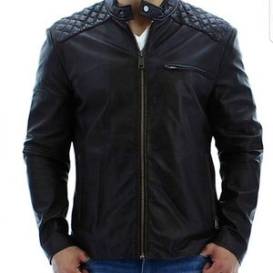 Andrew Marc Mens Leather Bomber Jacket