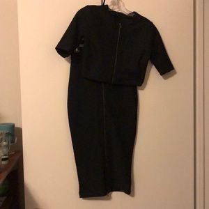 Zara Black Cropped Top and High Waisted Skirt