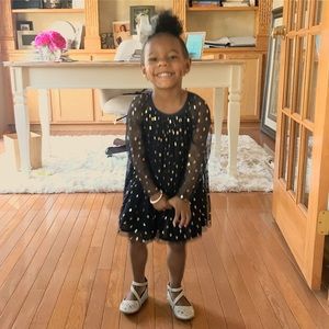 Beautiful Navy tulle overpay dress with hearts.