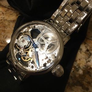 Men’s Stainless Steel Skeleton Watch