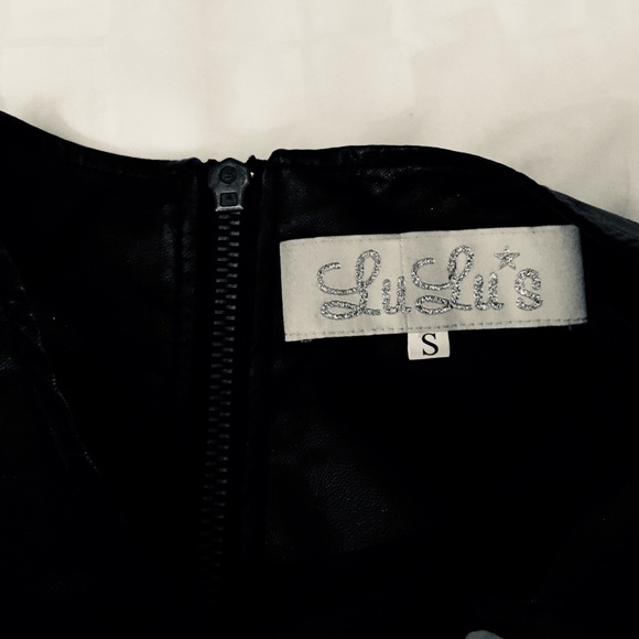 LuLus Black Faux Leather Peplum Sleeveless Top - Picture 4 of 5