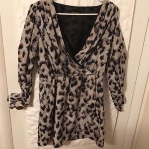 Leopard print silk dress long sleeve