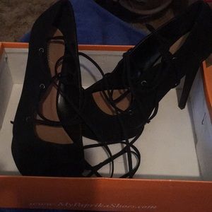 Black lace up heels