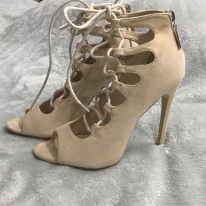 Nude Public Desire lace up heels.