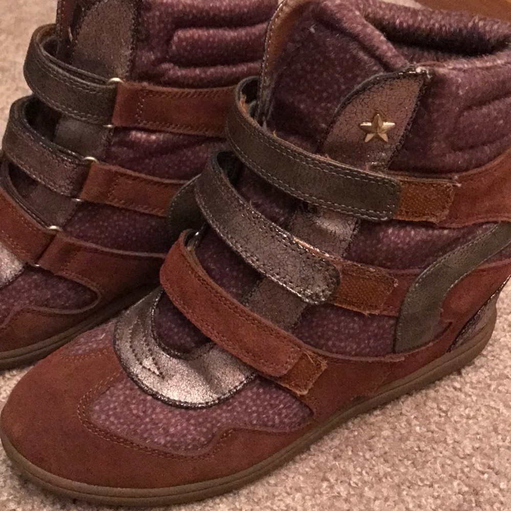 Unique brown wedge sneakers
