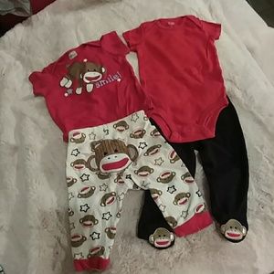 4 piece sock monkey pajamas