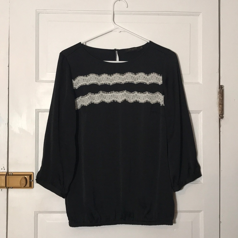 THE LIMITED | S | Black/White Three-Quarter Blouse