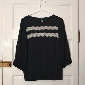 THE LIMITED | S | Black/White Three-Quarter Blouse