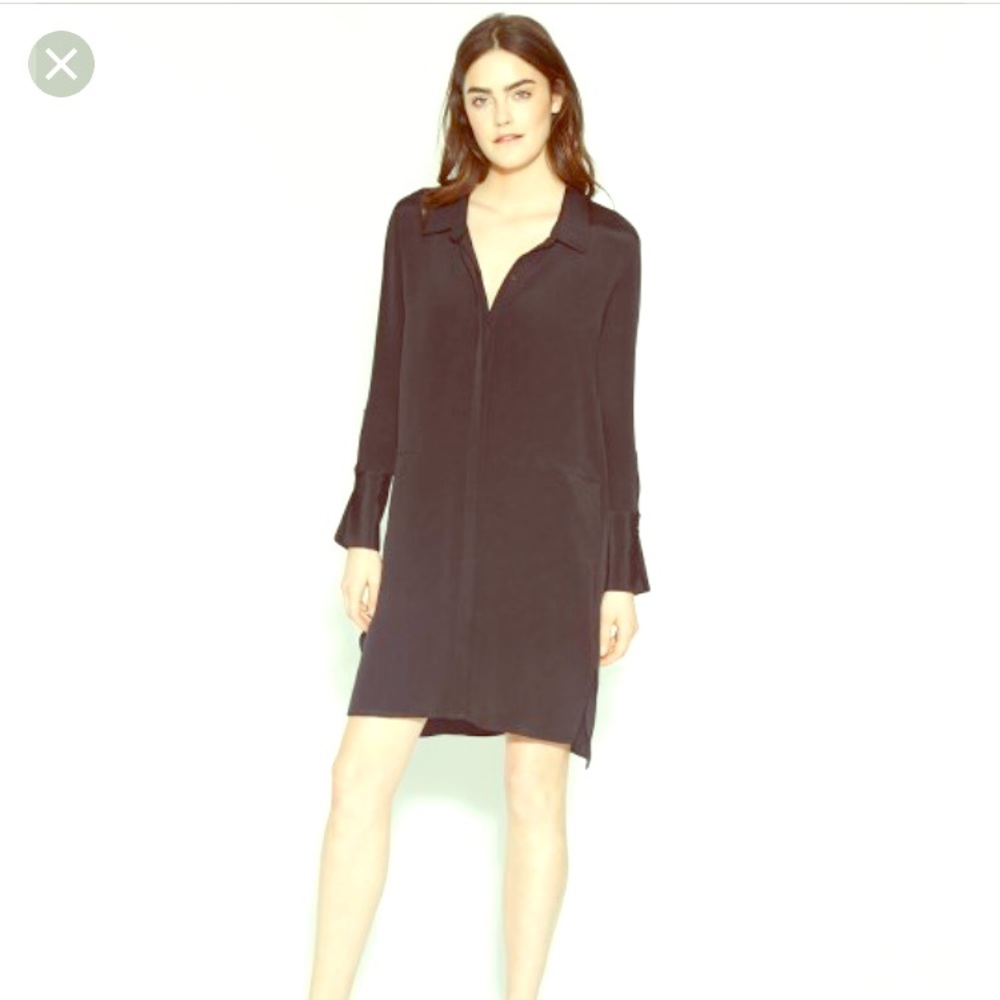 Halston black shirt dress with pockets, size 0