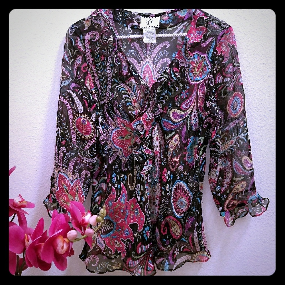 Beautiful Sheer Beaded Blouse