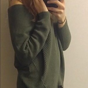 Off the shoulder, slouchy sweater.