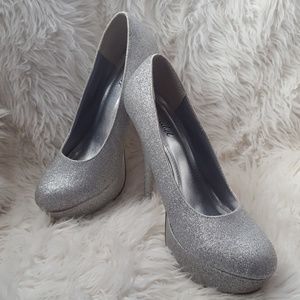 Silver Glitter Pumps