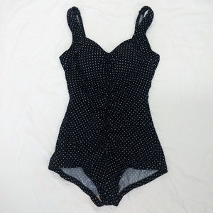Maxine Center Shirred Polka Dot Retro Swimsuit