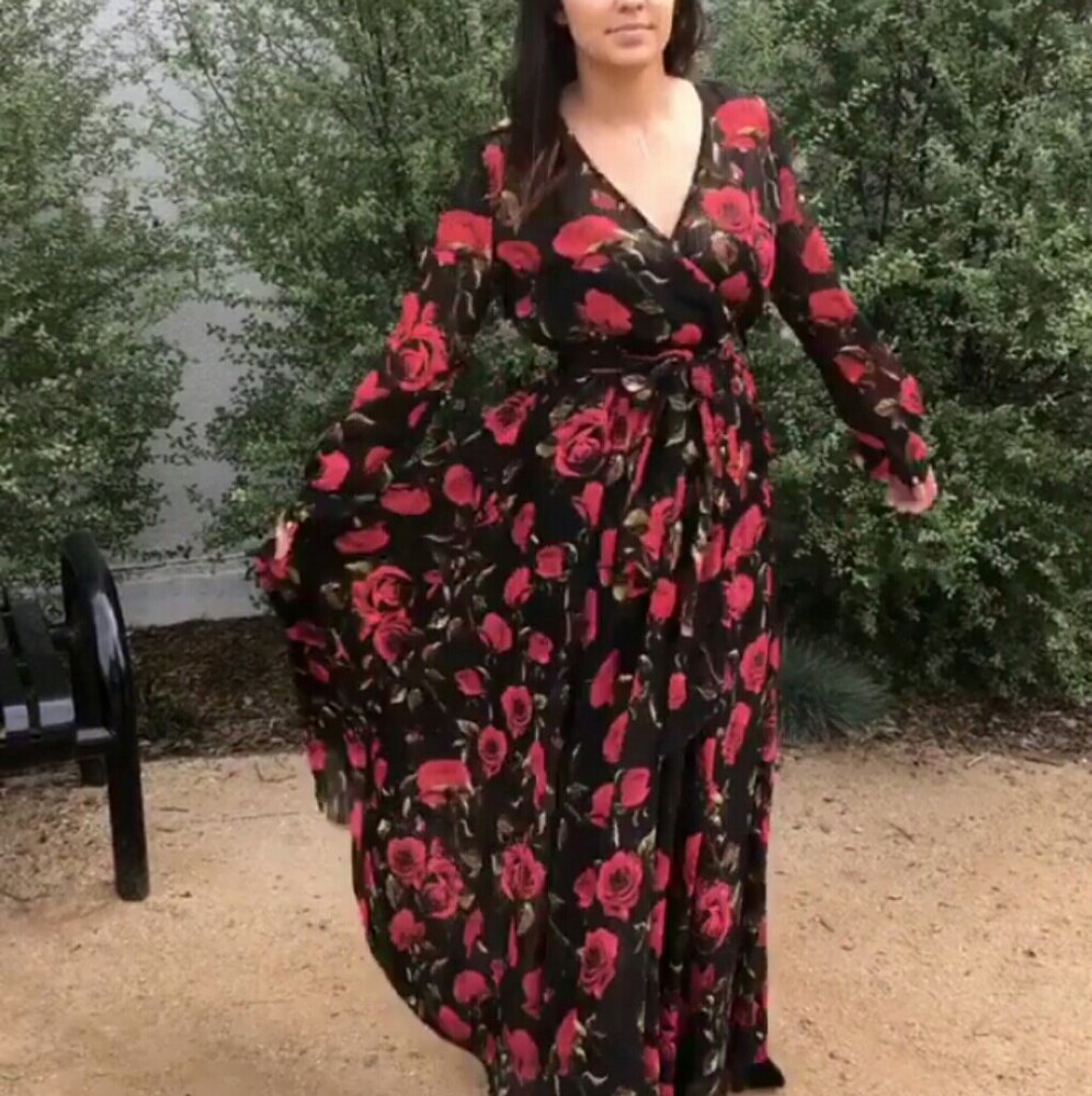 Rose Print Maxi Dress