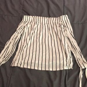 Striped off the shoulder long sleeve