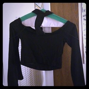 Express Black Off Shoulder Choker Crop Top