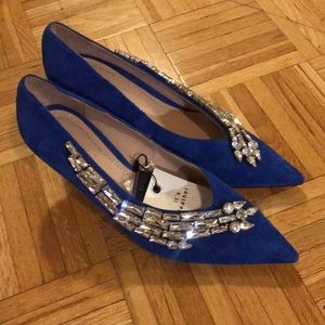 ZARA Blue Leather Heels Uniquely Adorned Gems 💎