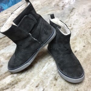 Suede grey, fur-lined boots