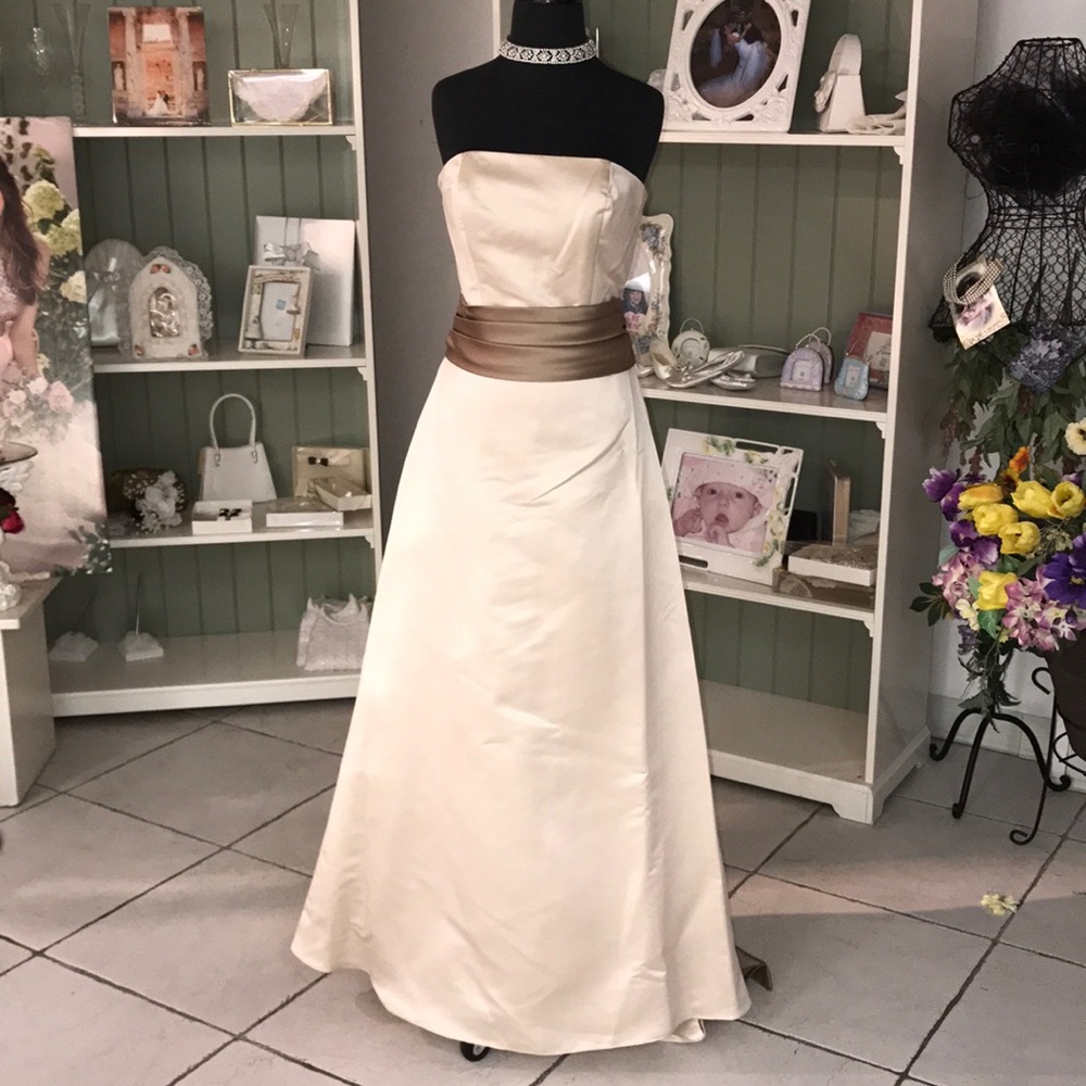 Beige and gold gown
