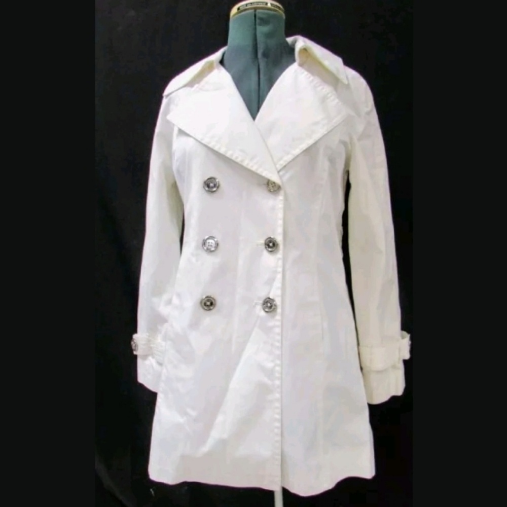 White Michael Kors Trench Pea Coat M