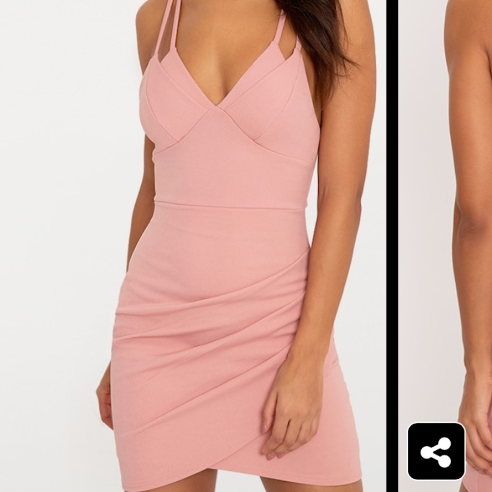 BLUSH PINK Double strap Wrap Skirt Bodycon Dress