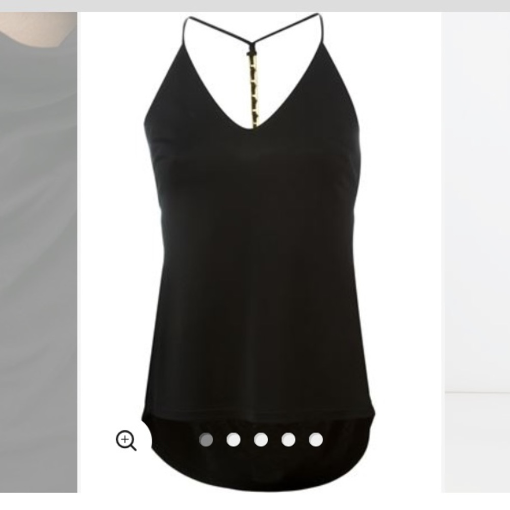Halston chain detail black strappy top, size S