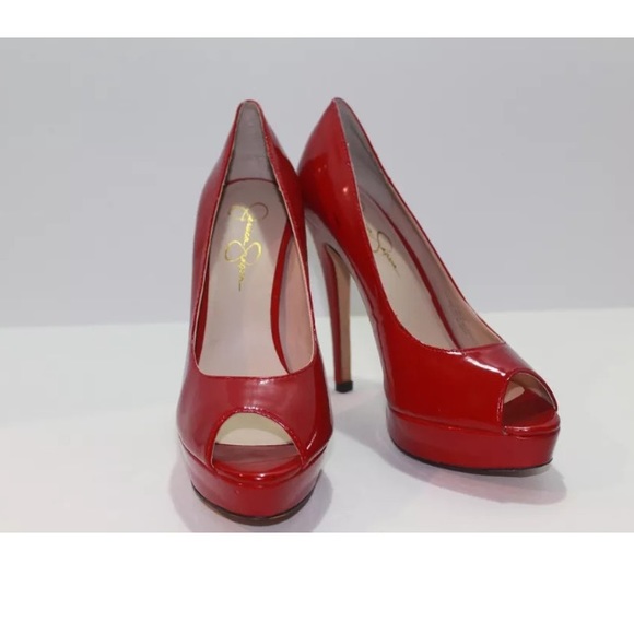 Jessica Simpson Red Patent Leather Heels 8M - Picture 2 of 8