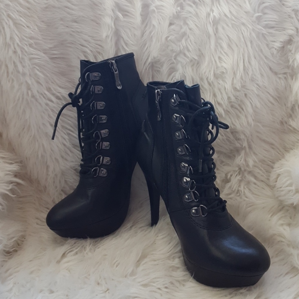 Lace Up Heeled Booties