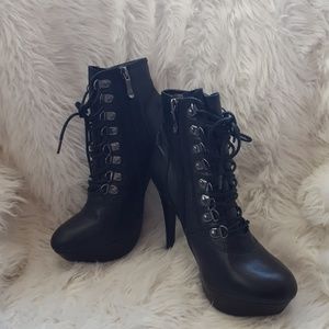 Lace Up Heeled Booties