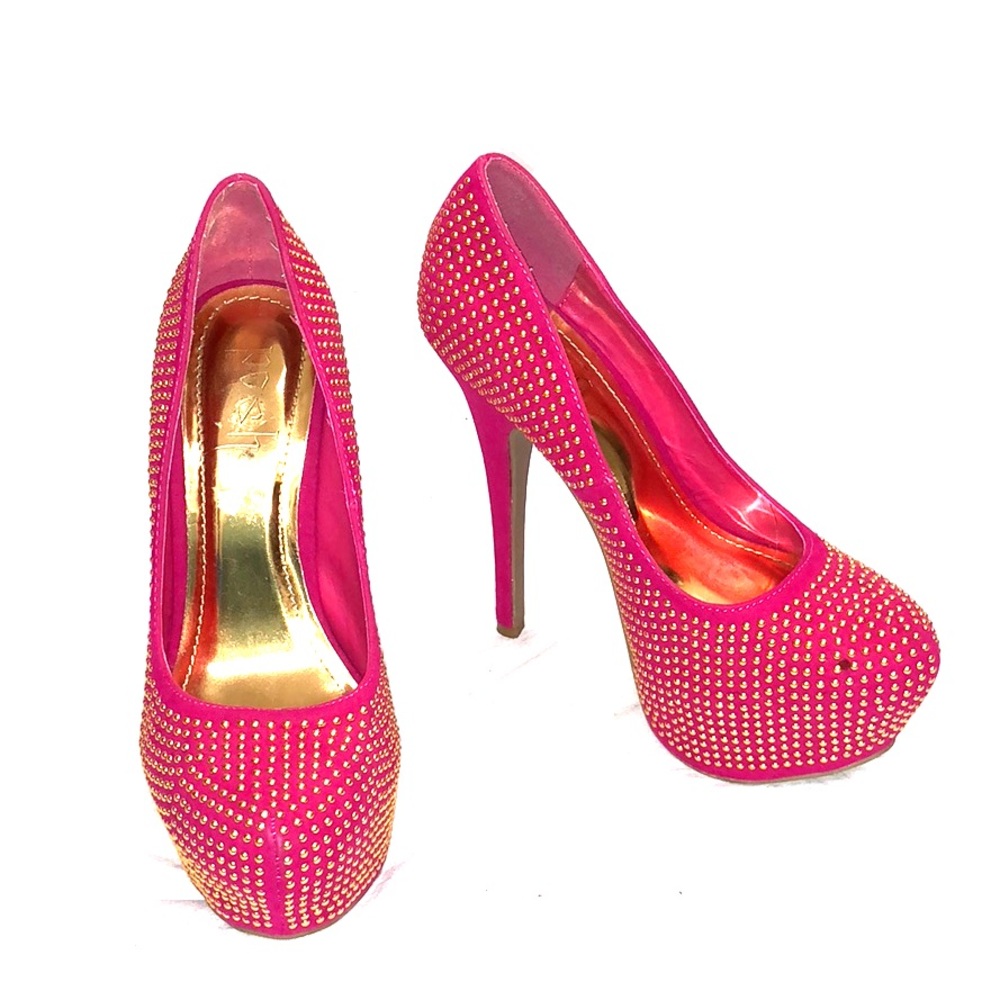 Pink and Gold studded Posh Pumps size7