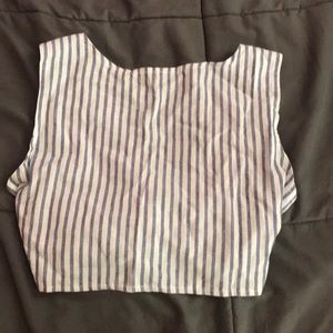 Cute striped wrap around crop shirt