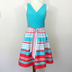 LRL Sleeveless Turquoise Fit and Flare Dress